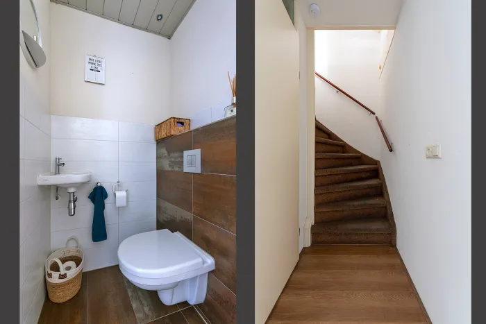 Apart toilet en de trap naar boven